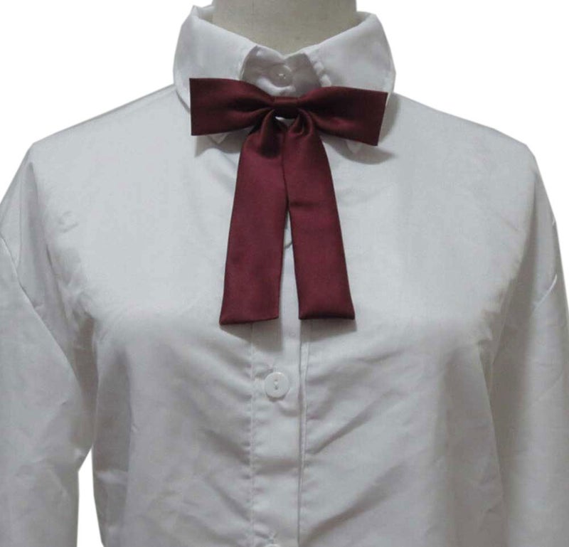 SYAYA Women Silk Pre-tied Japanese School Girl Anime Bow Tie, Office Ladies Work Uniform kawaii Necktie For Party WBT-8 (Burgundy) - Image 3